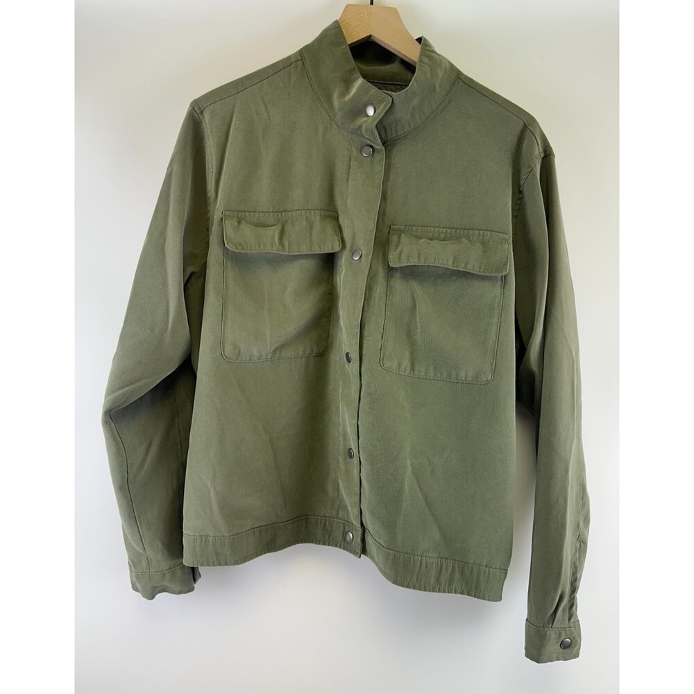 Old Navy Soft Utility Jacket Green Arugula Snap Flap Pocket Lightweight Women XL
